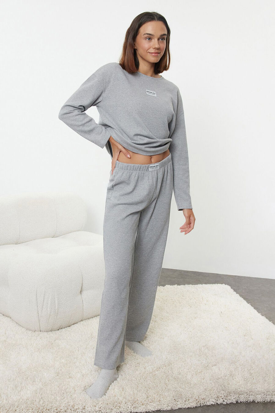 Conjunto pijama felpa gris