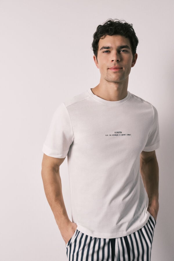 Women'secret Mu&scaron;ka 100% pamučna prugasta kratka pidžama Bež