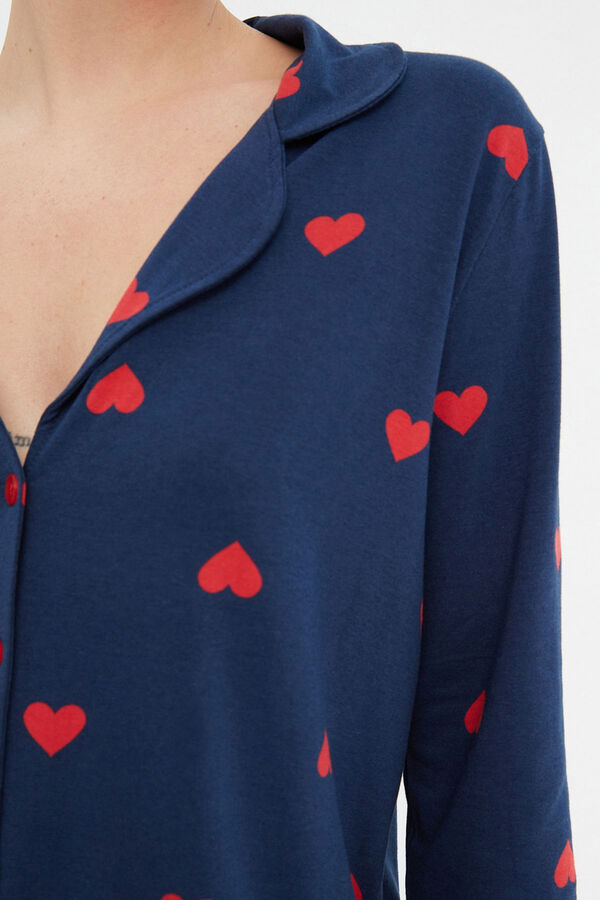 Trendyol Conjunto pijama camisero azul corazones&nbsp;&nbsp; azul