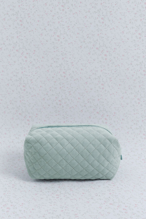 HI&BYE Trousse de toilette en velours vert avec logo brod&eacute; vert