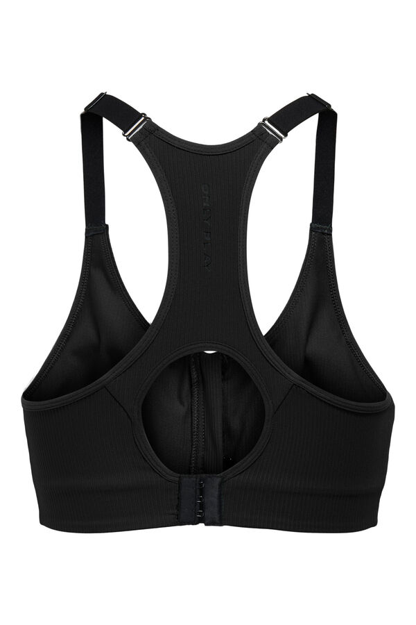 Only Play Sujetador deportivo cremallera sujeci&oacute;n alta negro