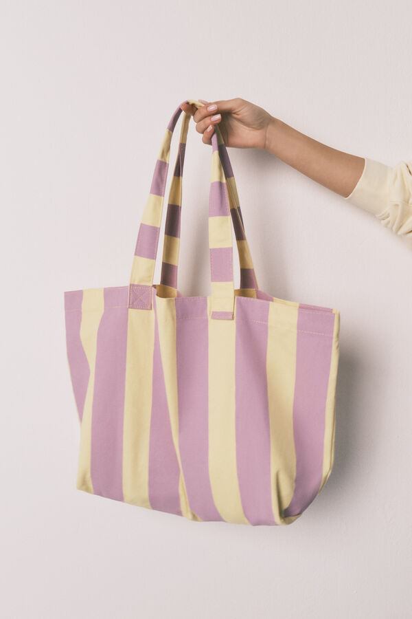 HI&BYE Lila prugasta torba shopper Ljubičasta