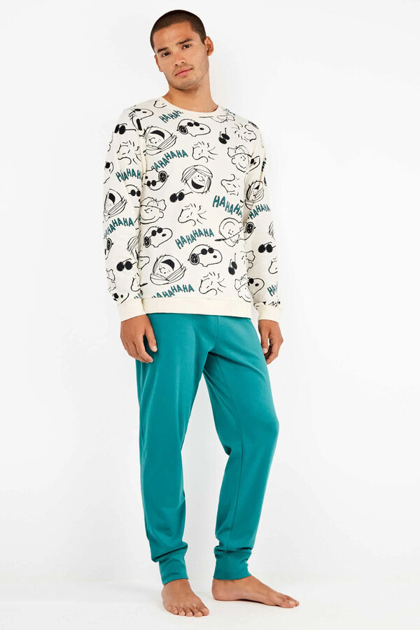 Gisela Snoopy men's pyjamas set in jersey-knit knit white