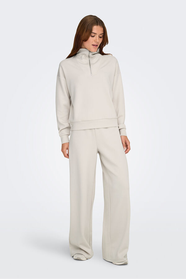 Only Play Sweatshirt com z&iacute;per e gola alta cinzento