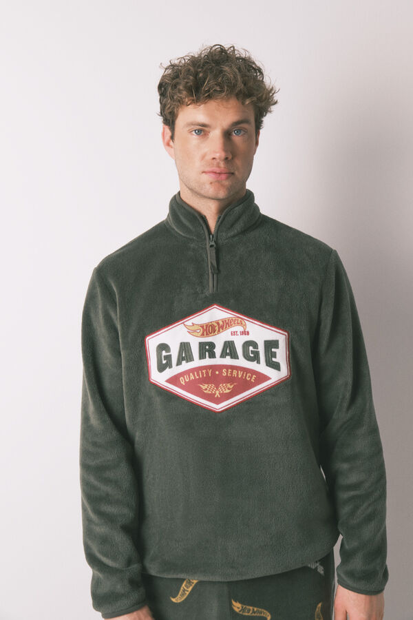 Women'secret Mu&scaron;ka duga pidžama zelene boje od flisa sa logom Hotvils Kaki