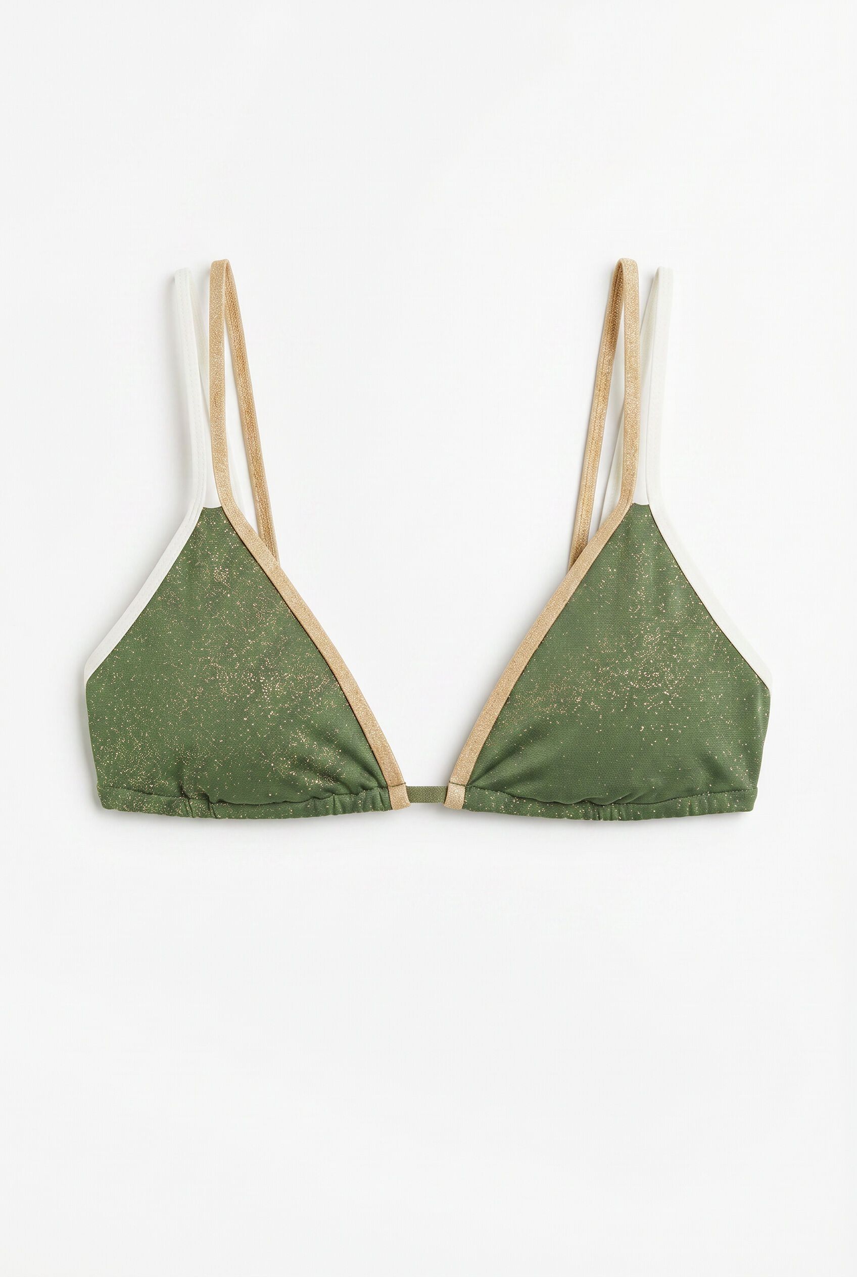 Women'secret Zeleni lurex trouglasti top bikini