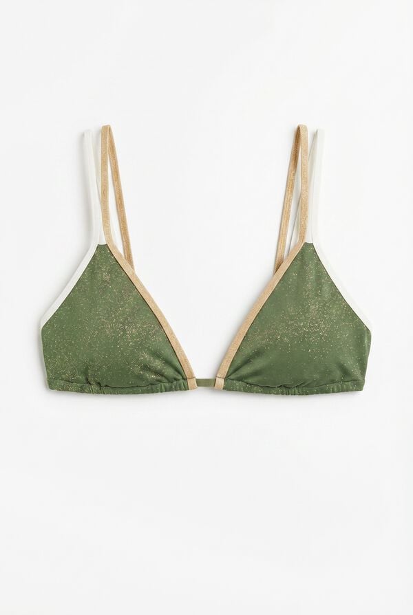 Women'secret Zeleni lurex trouglasti top bikini Kaki