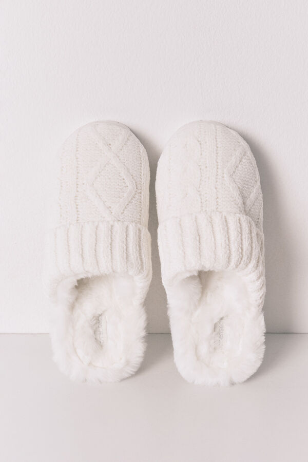 Women'secret Bele sobne papuče od pleten Bež