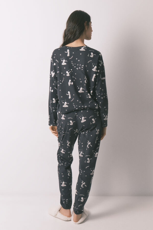 Women'secret Siva 100% pamučna duga pidžama El Principito Siva