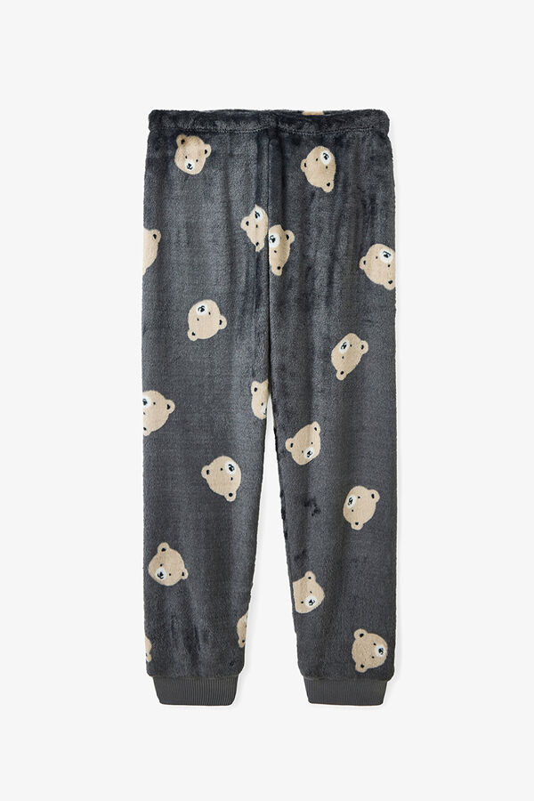 Penti Conjunto de pijama de manga comprida com estampado de urso para menino cinzento