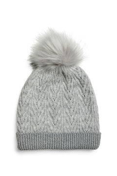 Pieces Gorro com pompom cinzento