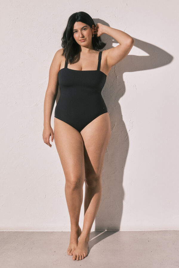 Women'secret Crni kupaći kostim za oblikovanje sa ravnim izrezom Crna