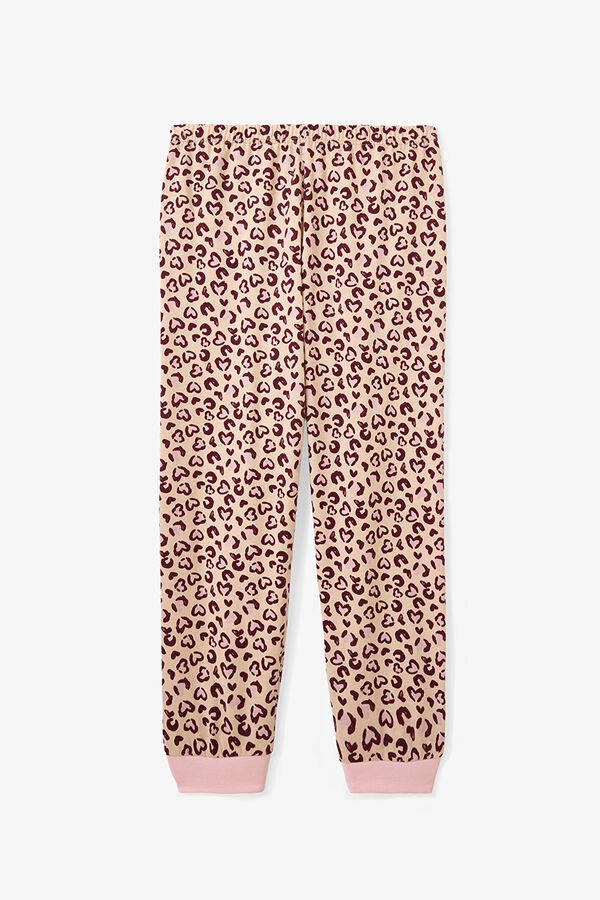 Penti Conjunto de pijama de manga comprida com estampado de leopardo para meninas, 2 peças estampado
