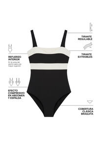 Women'secret B&W color block bandeau kupaći kostim za oblikovanje