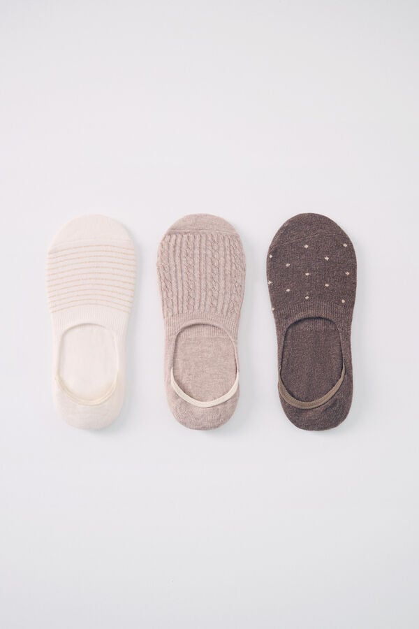 Women'secret Pack of 3 no-show socks printed