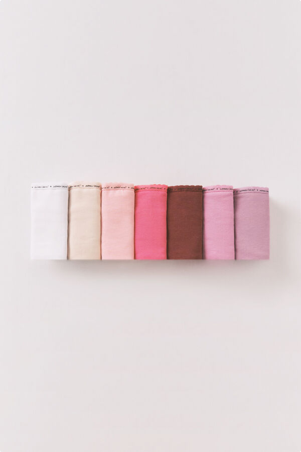 Women'secret 7 roze pamučnih klasičnih gaćica Print