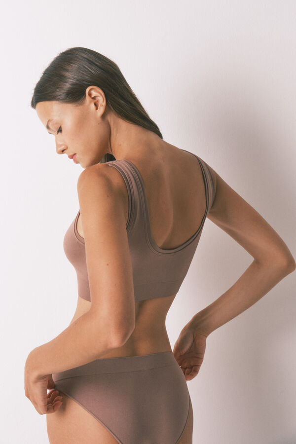 Women'secret PREDIVAN bez šavova sa dva lica top u braon boji Braon