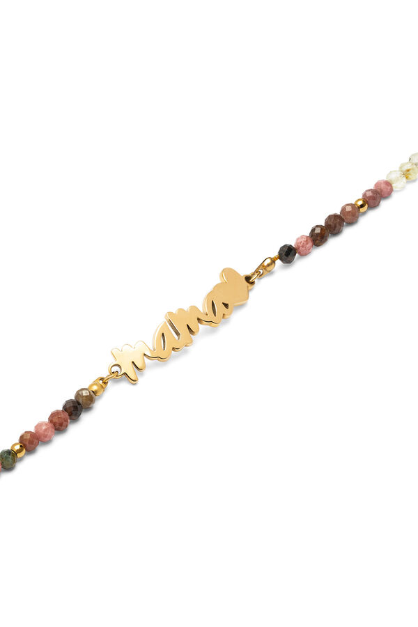 Singularu Pulsera Mam&aacute; Heart Tourmaline Acero Ba&ntilde;o Oro amarillo