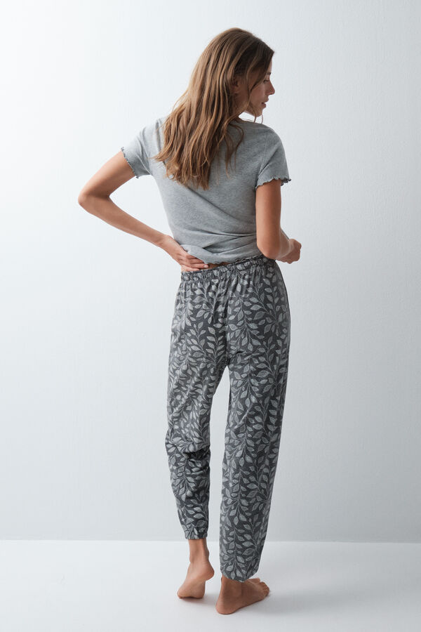 Women'secret Sive pamučne duge pufnaste pantalone Print