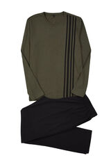 Trendyol Conjunto de pijama c&aacute;qui com corte regular e estampado riscas  bege