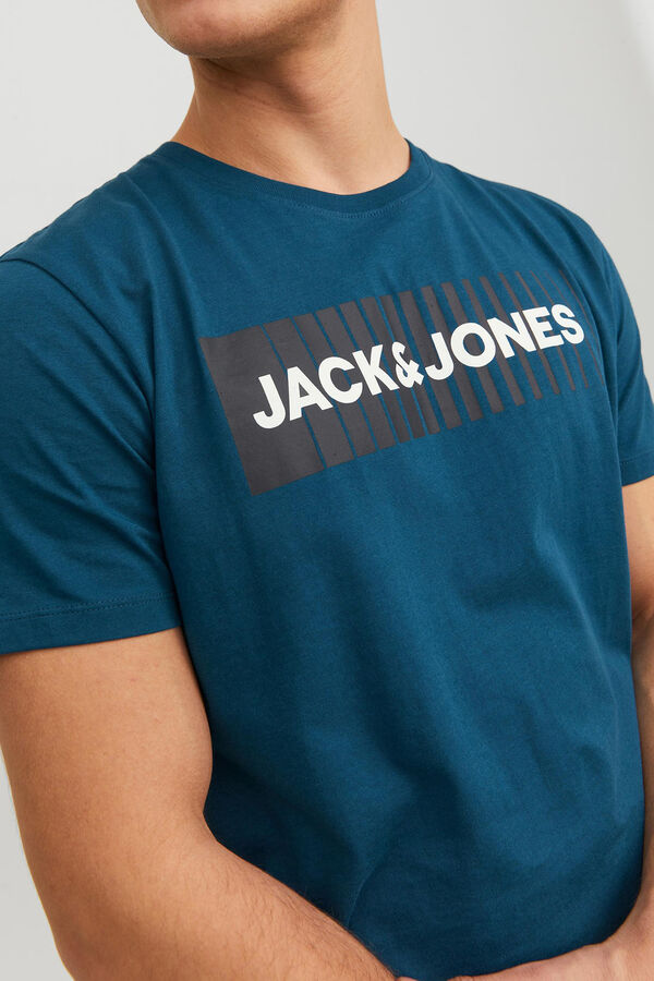 Jack & Jones Camiseta manga corta algod&oacute;n org&aacute;nico print logo azul