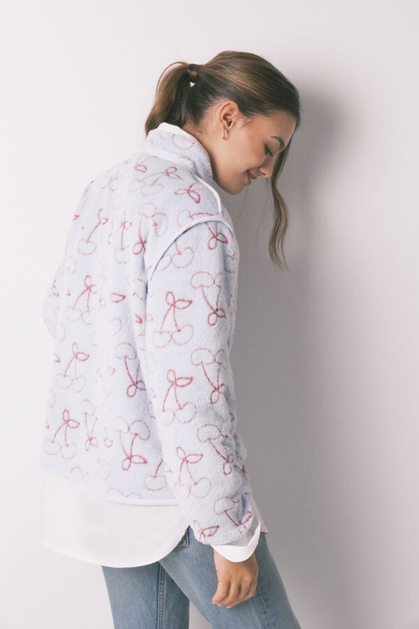 Women'secret Flisani kućni ogrtač sa žakardnim krznom Plava