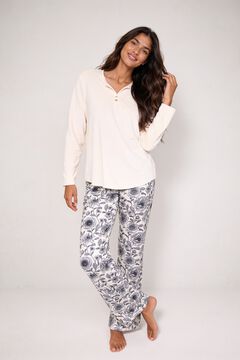 Gisela Pijama comprido com cal&ccedil;a estampada em contraste