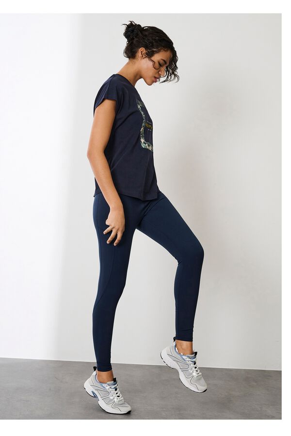 Only Play Legging cintura alta y bolsillo lateral. azul