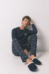 Women'secret Férfi kék színű, texturált házipapucs kék