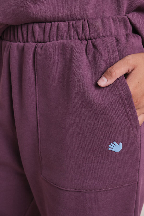HI&BYE Cal&ccedil;a flare de algod&atilde;o plush na cor vinho vermelho