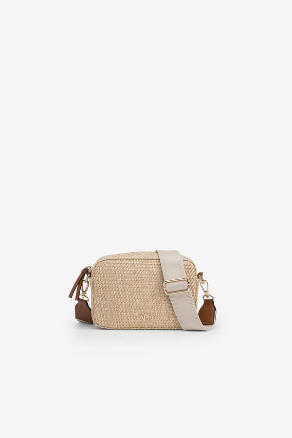 Vilanova Rectangular Straw Effect Crossbody Bag brown
