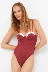 Gisela Fato de banho bicolor com aro vermelho