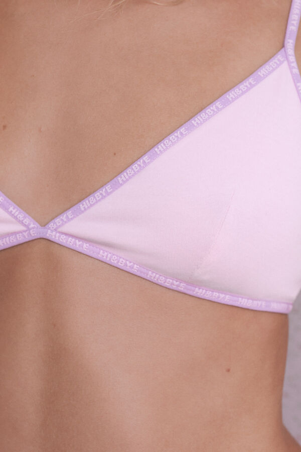 HI&BYE Rózsaszín pamut háromszög fazonú melltartó kivehető kosarak rózsaszín