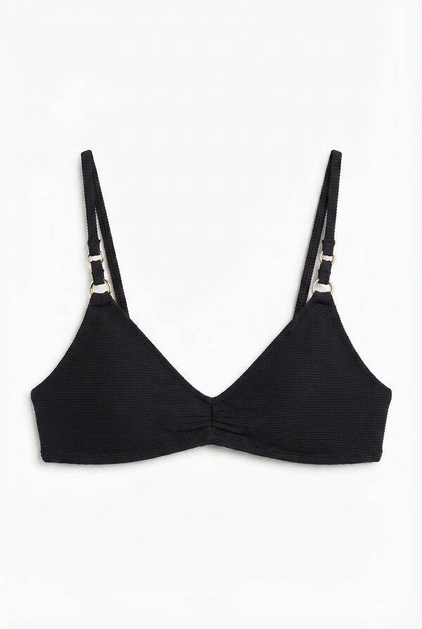 Women'secret Crni rebrasti push up top bikinija Crna