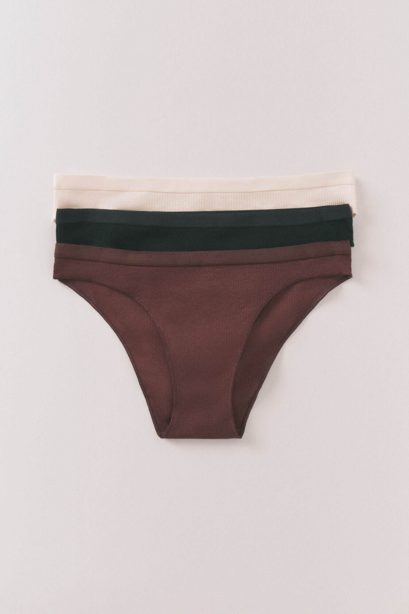 Women'secret Paket od 3 klasične bele rebraste gaće