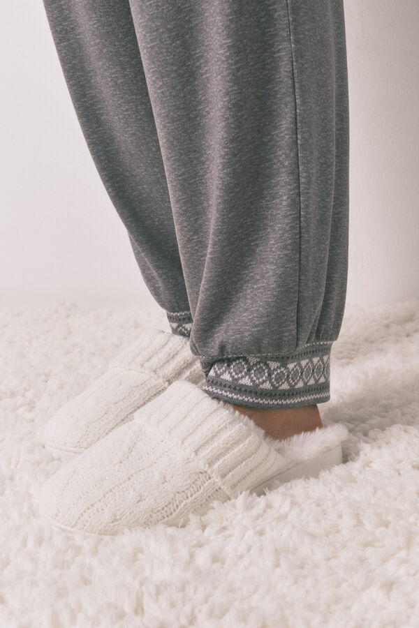 Women'secret Miki meka pleten duga pidžama Siva