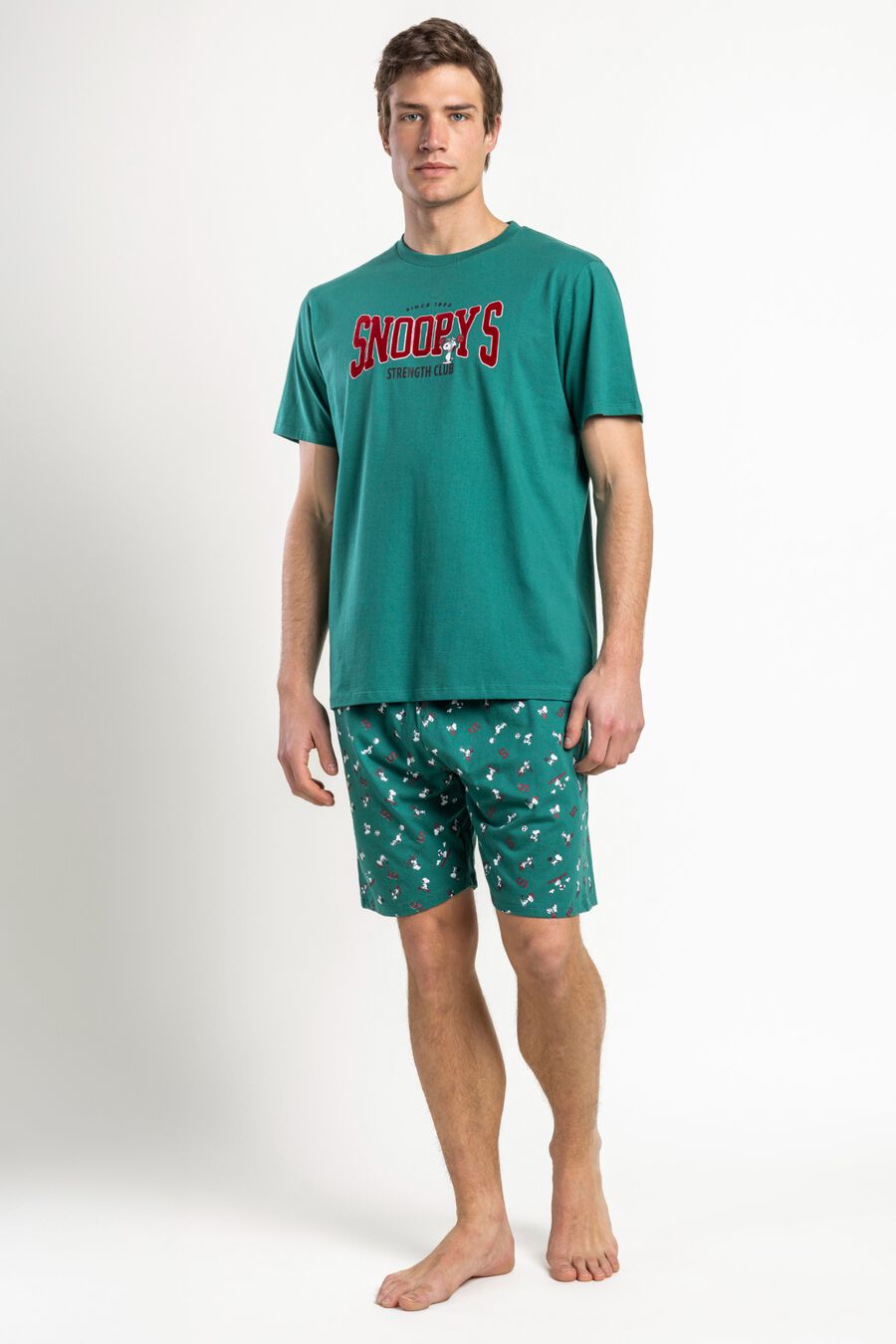 Pijama corto Snoopy bordado