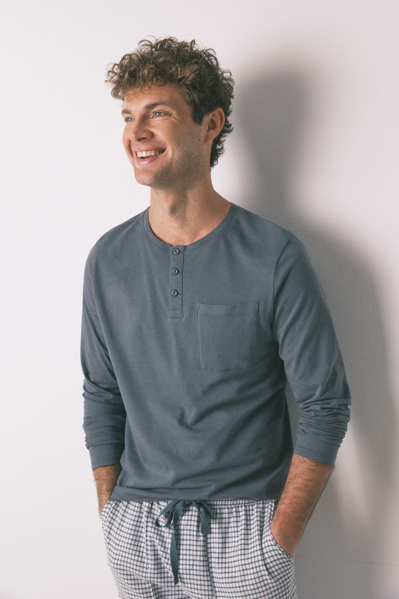 Women'secret Pijama largo hombre 100% algod&oacute;n verde cuadros