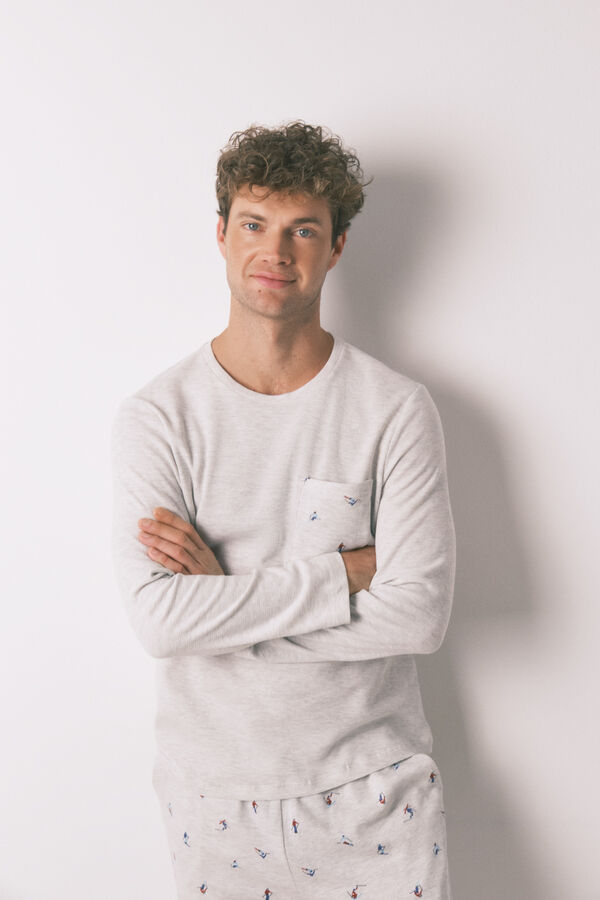 Women'secret Mu&scaron;ka duga pidžama, 100% pamuk, siva, skija&scaron;ka Siva