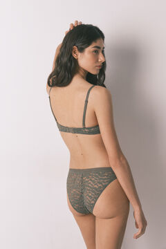 Women'secret Kaki klasične čipkaste gaćice V-izrezanog struka