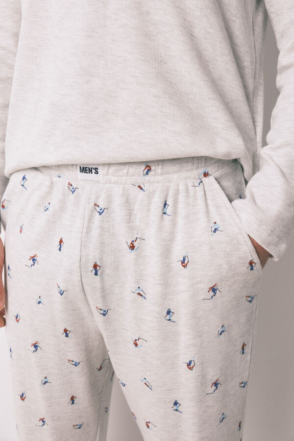 Women'secret Mu&scaron;ka duga pidžama, 100% pamuk, siva, skija&scaron;ka Siva