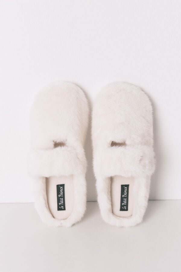 Women'secret Bele krznene mercedita sobne papuče Bež