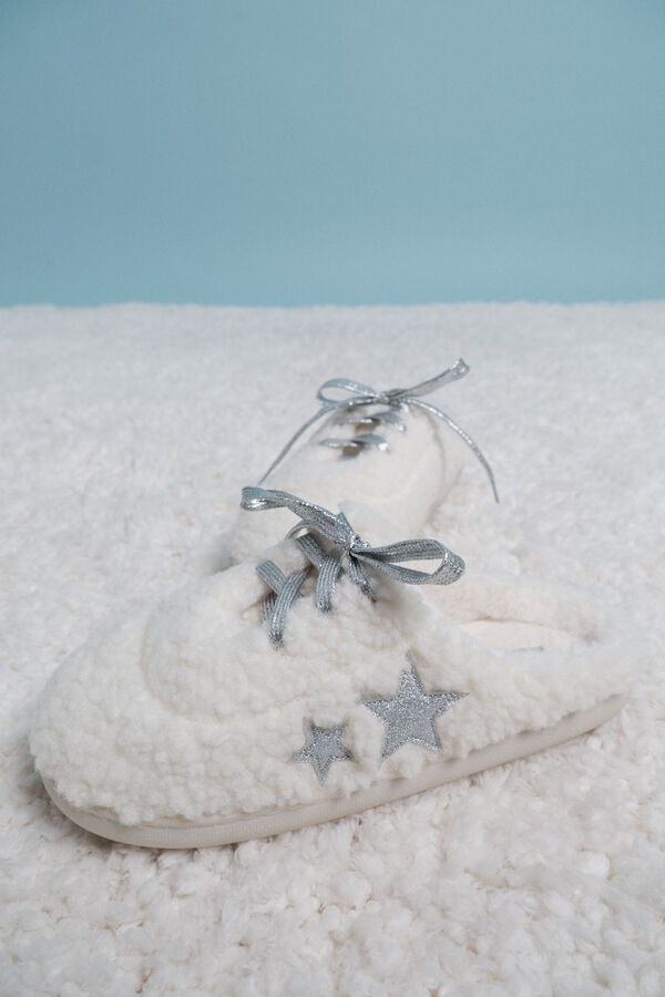 HI&BYE Bele sobne papuče od ovčije kože Bež