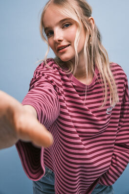Camiseta algodón rayas rosa