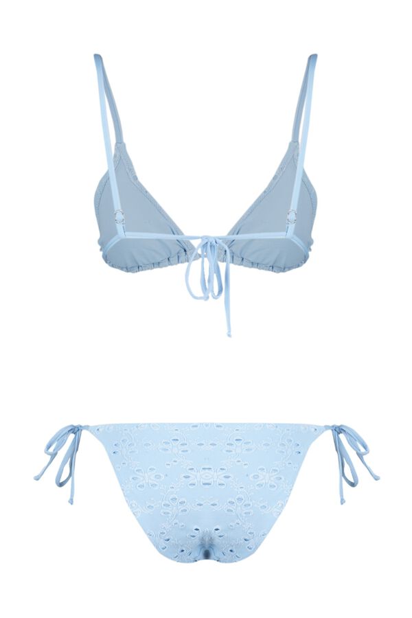 Trendyol Conjunto de bikini triangular brocado azul