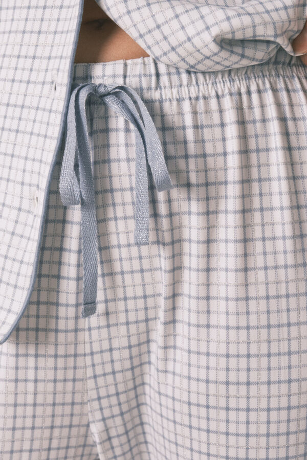 Women'secret Dugačka karirana ko&scaron;ulja pidžama sa sjajnim efektom   Plava