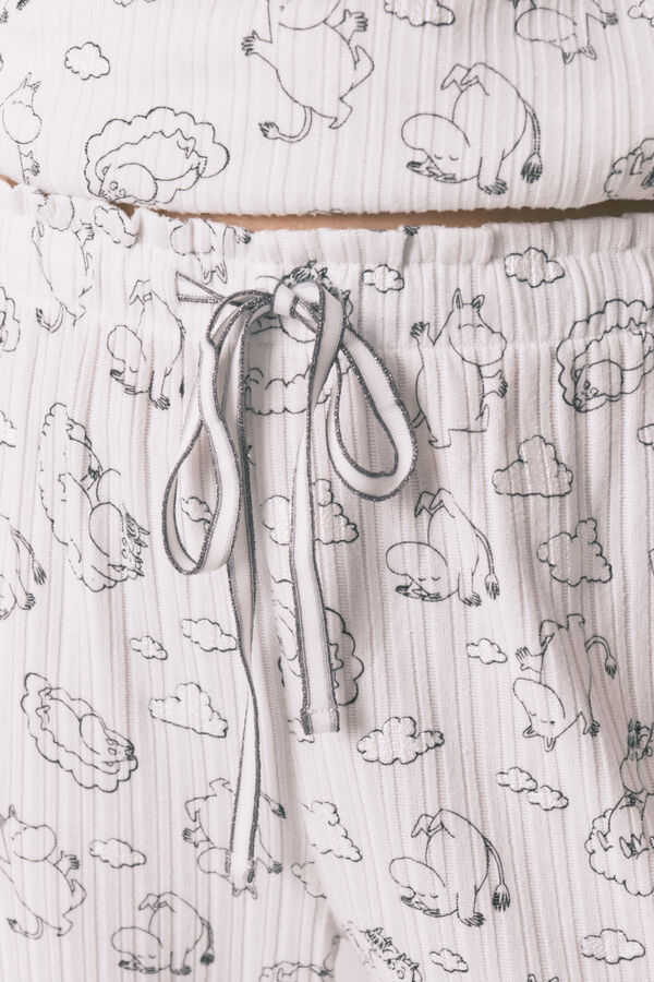 Women'secret Bela mekana rebrasta Moomin dezenirana duga pidžama Print