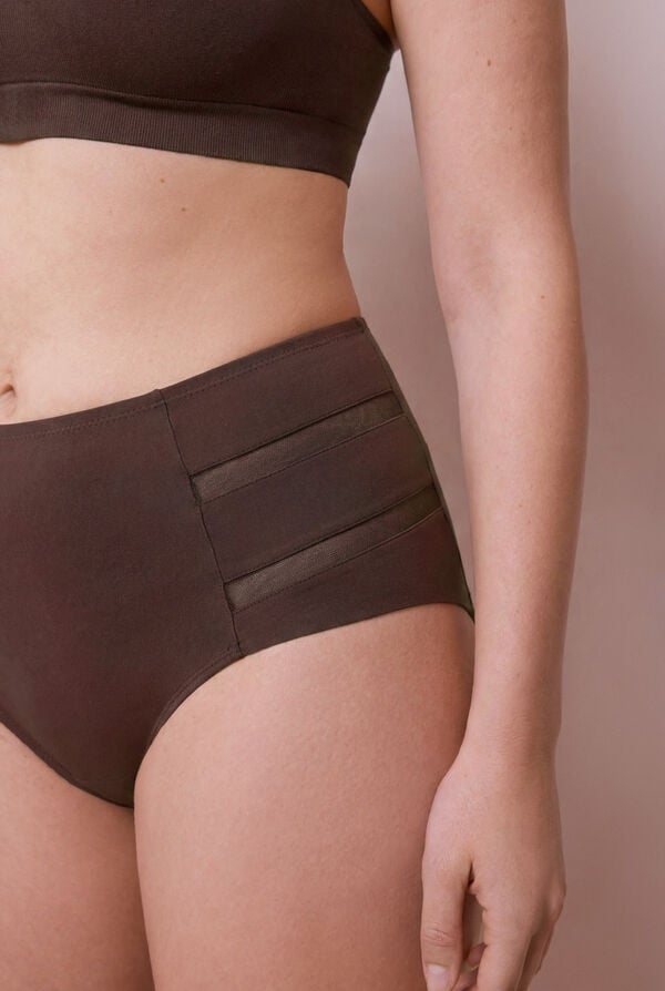 Women'secret Braon sportske gaćice visokog struka za oblikovanje Braon
