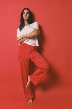 HI&BYE Pijama largo 100% algod&oacute;n estampado blanco