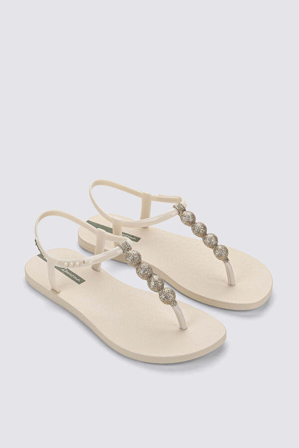 Ipanema Sandalia con tira en T y brillo beige